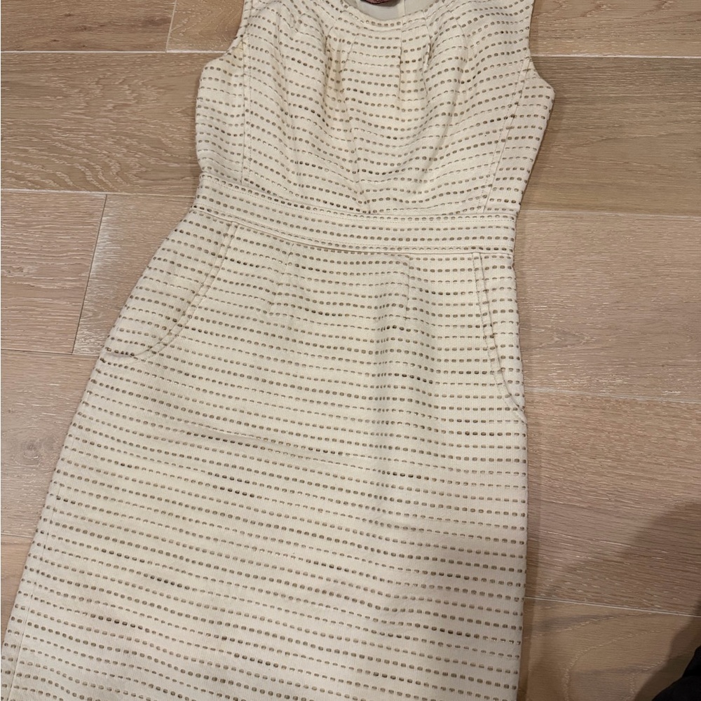 Juicy Couture Elegant Cream and Brown Striped Dress